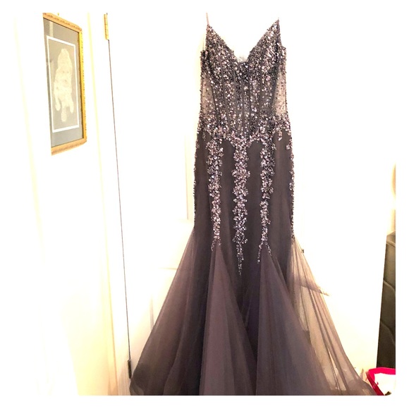 Jovani Black and Silver Embellished Prom Dress - Picture 9 of 9